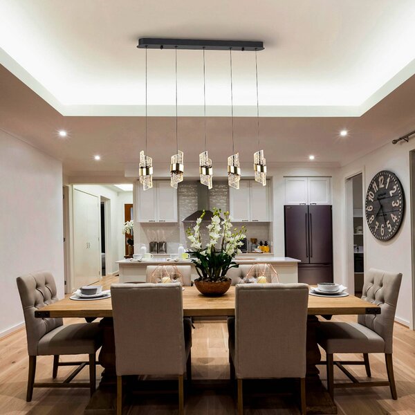 Schuller Valencia Lampada LED a sospensione Iliada, lunghezza 96 cm, metallo dimmerabile, Nero, Soggiorno / Sala da pranzo, Metallo