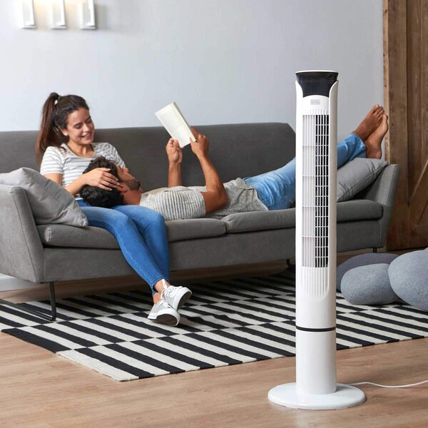 Black & Decker Ventilatore a Colonna Torre senza Pale 3 Velocit Oscillante con Telecomando e Timer colore Bianco - BXEFT49E