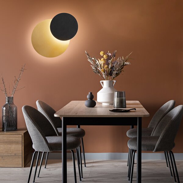 Plafoniera Contemporanea Drum Metallo Oro Acrilico Nero Led 33W 3000K