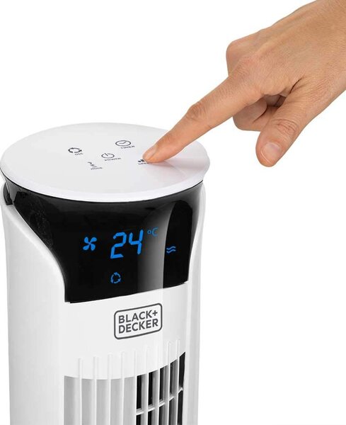 Black & Decker Ventilatore a Colonna Torre senza Pale 3 Velocit Oscillante con Telecomando e Timer colore Bianco - BXEFT48E