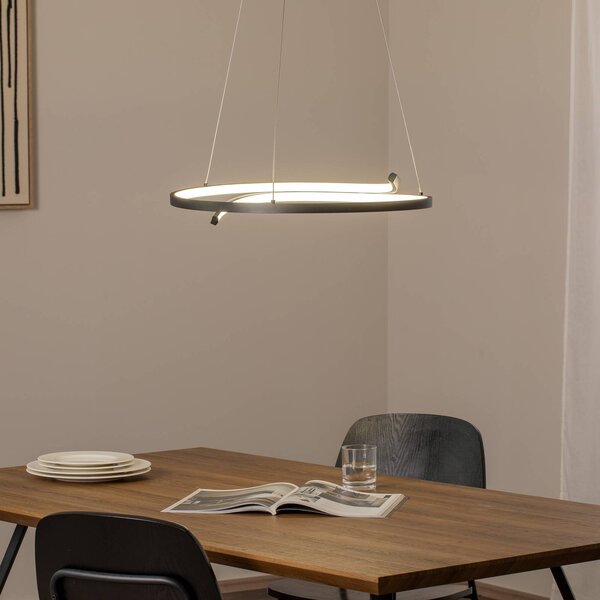 Lampada LED a sospensione Lorenzo, metallo, nero, 4.000 K Lorenzo Milagro Lighting, Nero, Soggiorno / Sala da pranzo, Metallo, Moderno