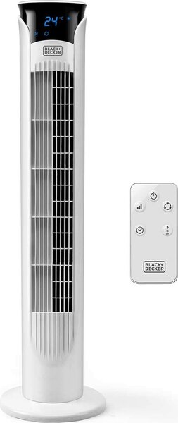 Black & Decker Ventilatore a Colonna Torre senza Pale 3 Velocit Oscillante con Telecomando e Timer colore Bianco - BXEFT48E