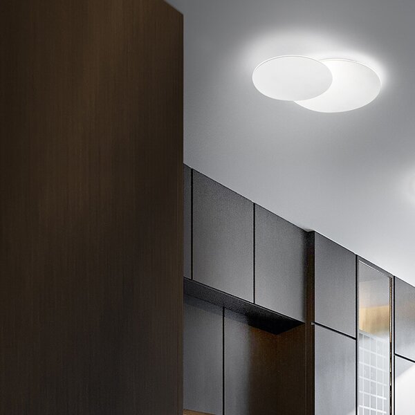 Plafoniera Moderna Drum Metallo Bianco Acrilico Led 33W 3000K