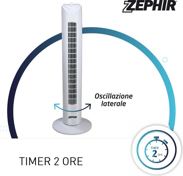 Zephir Ventilatore a Colonna Torre senza Pale 3 Velocit Oscillante con Timer - PH81