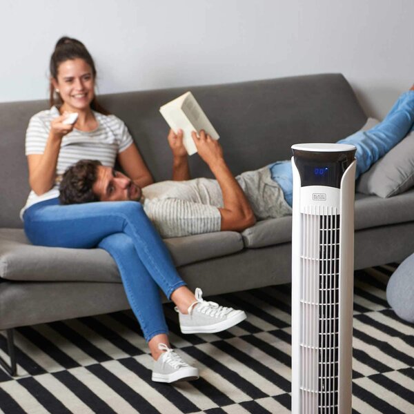 Black & Decker Ventilatore a Colonna Torre senza Pale 3 Velocit Oscillante con Telecomando e Timer colore Bianco - BXEFT49E