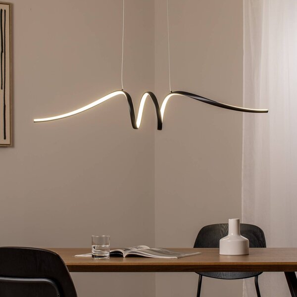 Lampada LED a sospensione Loop, metallo, nero-cromo, 4.000 K Loop Milagro Lighting, Nero, Soggiorno / Sala da pranzo, Metallo, Moderno