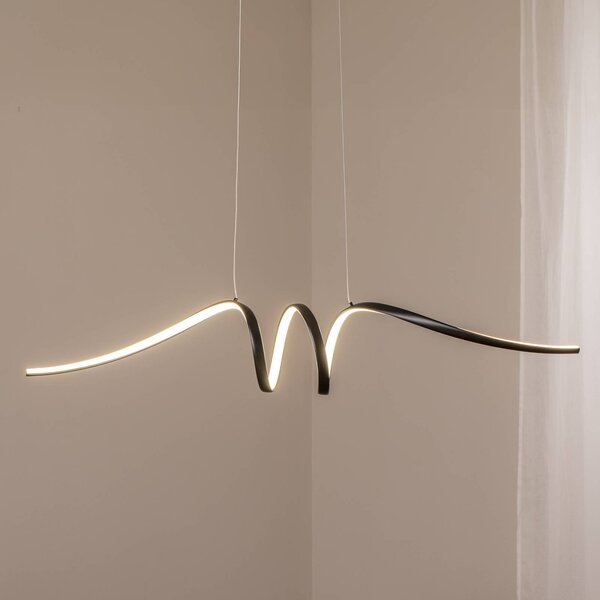 Lampada LED a sospensione Loop, metallo, nero-cromo, 4.000 K Loop Milagro Lighting, Nero, Soggiorno / Sala da pranzo, Metallo, Moderno
