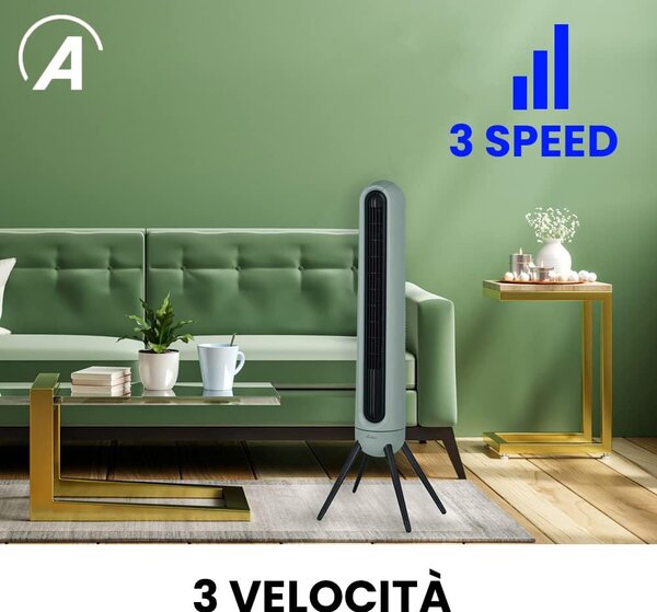 Ardes Ventilatore a Colonna Torre senza Pale con Telecomando Integrato Oscillante colore Grigio - Rocket AR5T1001