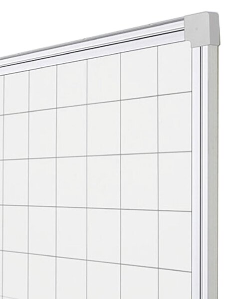Lavagna Magnetica in acciaio poRcellanato con superficie quadrettata Dimensioni 200x120 cm - fissaggio a parete vaschetta porta accessori anodizzato silver