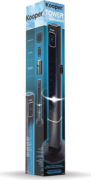 Kooper Ventilatore a Colonna Torre senza Pale con Timer e Telecomando Oscillante 3 Velocit colore Grigio - 2623159