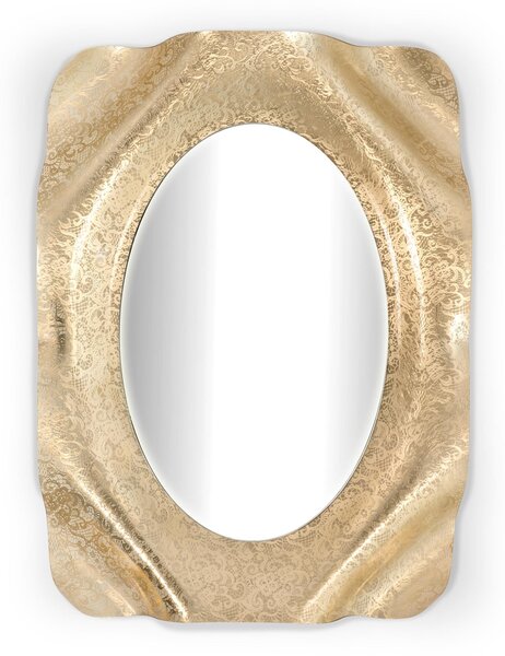 Specchio rettangolare posizionabile Verticale o Orizzontale in Plexiglass Linea DRAPPEGGI PIZZO Dimensioni , 72x11x h 95 cm - Colore Oro