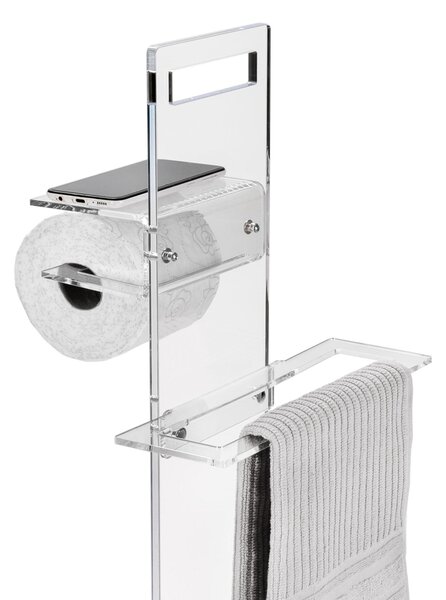 Piantana Porta asciugamani e Portarotolo da Bagno In Plexiglass CALIPSO TOILET STAND Dimensioni 31x23x h 86 cm - peso 1,9 kg Colore trasparente