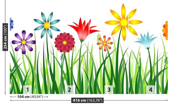 Carta da parati Fiori erba 104x70 cm