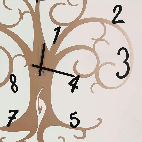 Orologio da parete ALBERO DELLA VITA Dimensioni 60x h 55 cm con rami che sorreggono i numero delle ore realizzati in metallo mediante taglio laser colore ORO Numeri neri