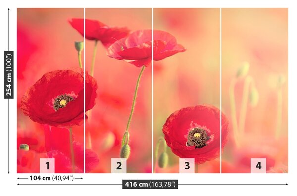 Carta da parati Poppies rossi 104x70 cm