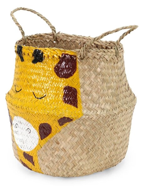 Cesto portagiochi da bambini in seagrass di colore giallo-naturale ø 30x28 cm Giraffe - Compactor