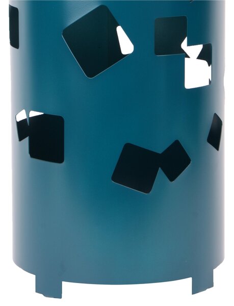 Portaombrelli design moderno Struttura in metallo tagliata al laser BIG BOLLE Dimensioni 25x25xh 57 cm con piedini rialzati e vaschetta raccogli acqua colore Blu Ottanio