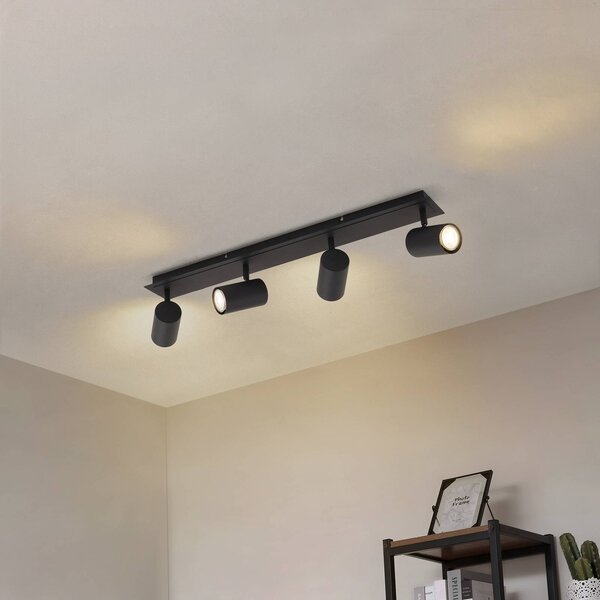 Faretto da soffitto Lindby Joffrey, 70 cm, nero, a 4 luci, GU10 Joffrey Lindby, dimmerabile, Nero, Soggiorno / Sala da pranzo, Metallo, Moderno, Faretto