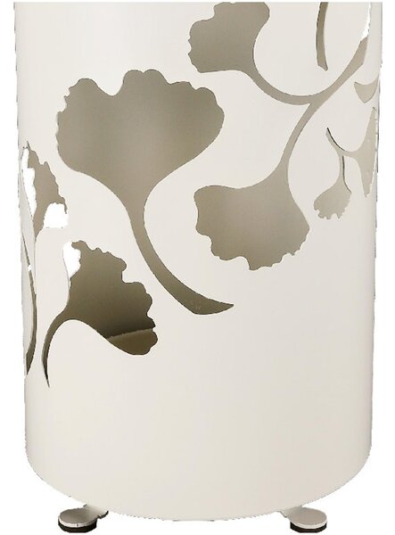 Portaombrelli design moderno Struttura in metallo tagliata al laser GINKGO Dimensioni 20x20xh 60 cm con piedini rialzati e vaschetta raccogli acqua colore avorio