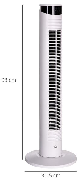 DecHome Ventilatore a Torre 45W a 4 Modalit e 3 Velocit con Timer da 12h in ABS e Alluminio 31.5x93 cm colore Bianco - 0WTAM366