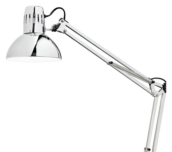 Lampada Da Scrivania Moderna Arc Metallo Cromo 1 Luce E27