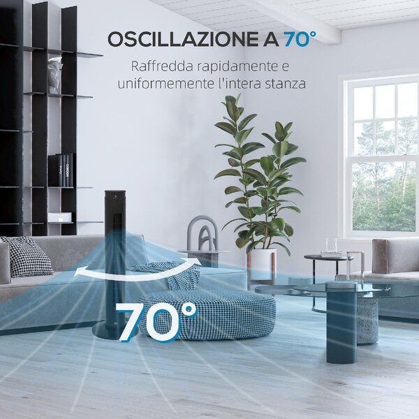 DecHome Ventilatore a Torre 45W a 4 Modalit e 3 Velocit con Timer da 12h in ABS 31.5x93 cm colore Nero - 0BKAM382