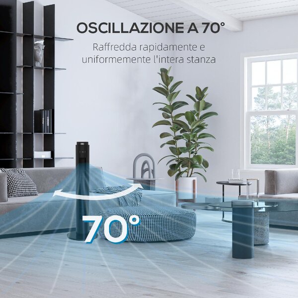 DecHome Ventilatore a Torre 45W a 4 Modalit e 3 Velocit con Timer da 12h in ABS 31.5x96 cm colore Nero - 0BKAM381