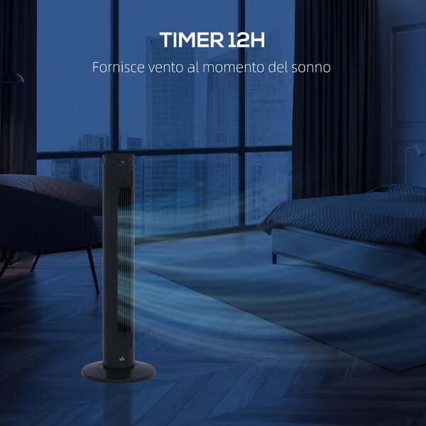 DecHome Ventilatore a Torre 45W a 4 Modalit e 3 Velocit con Timer da 12h in ABS 31.5x93 cm colore Nero - 0BKAM382
