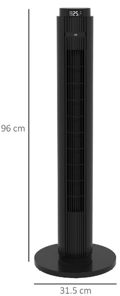 DecHome Ventilatore a Torre 45W a 4 Modalit e 3 Velocit con Timer da 12h in ABS 31.5x96 cm colore Nero - 0BKAM381
