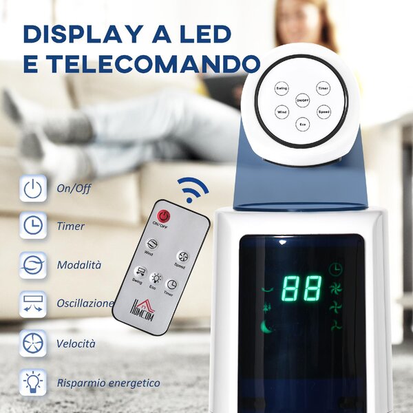 DecHome Ventilatore a Torre 50W a 3 Modalit e 3 Velocit con Timer da 12h in ABS 32x118.2 cm colore Bianco - V90AM353