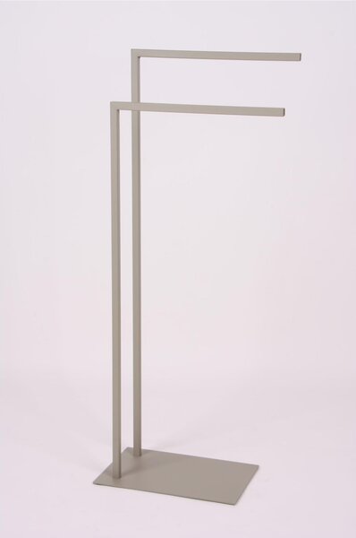 Porta asciugamani in ferro battuto Design Minimal 2 braccia dimensioni 37,5x20,5x86 h cm - peso 3 kg Stile Minimal Linea bagno Tortora Pastello