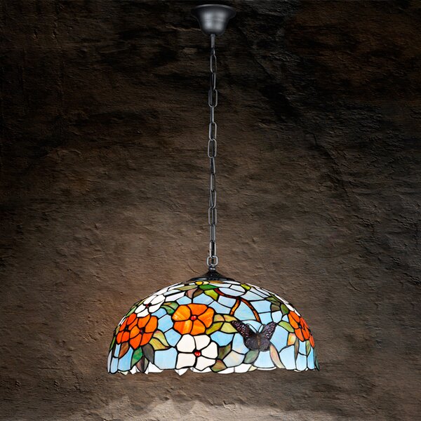 Lampadario Tiffany Vetro Multicolor 3 Luci E27