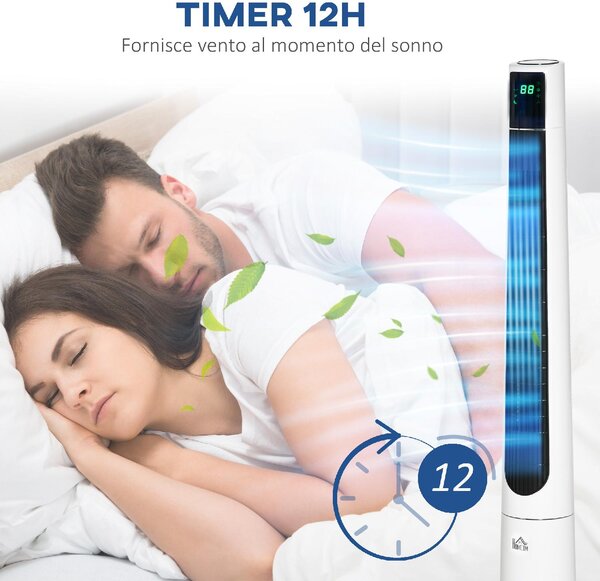 DecHome Ventilatore a Torre 50W a 3 Modalit e 3 Velocit con Timer da 12h in ABS 32x118.2 cm colore Bianco - V90AM353
