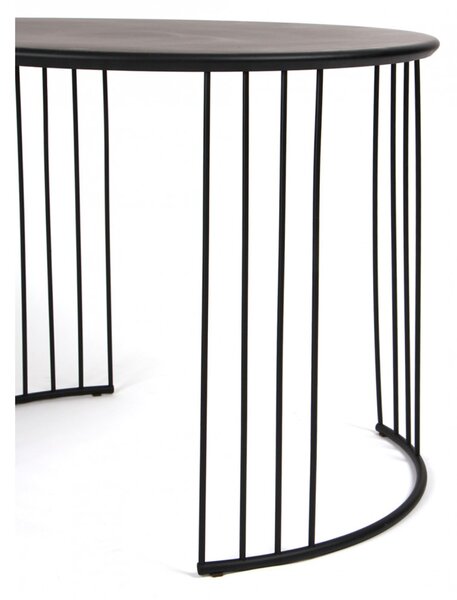 Tavolino da salotto rotondo in metallo Dimensioni 69x69xh 49 cm gambe strutturate in 2 elementi separati realizzati ciascuno con 8 listelli di metallo verticali Nero pastello Opaco