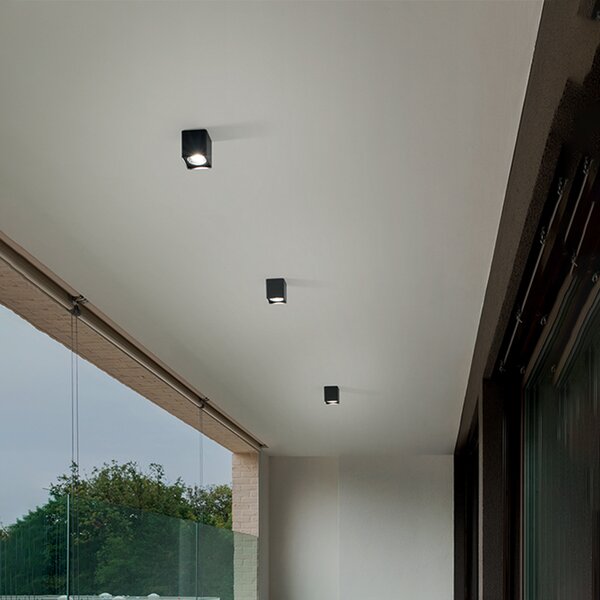 Plafoniera Moderna Brick Metallo Grafite Vetro 1 Luce Gu10