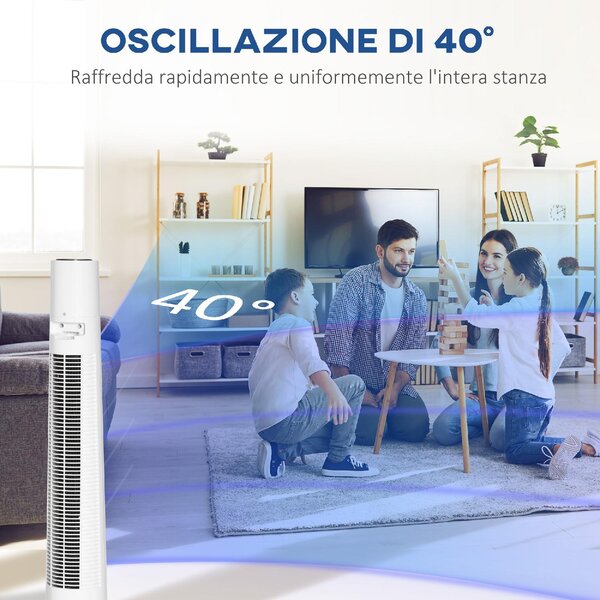 DecHome Ventilatore a Torre 50W a 3 Modalit e 3 Velocit con Timer da 12h in ABS 32x118.2 cm colore Bianco - V90AM353