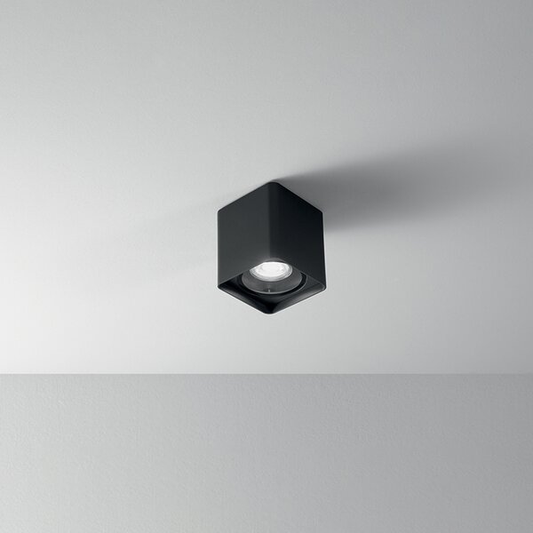 Plafoniera Moderna Brick Metallo Grafite Vetro 1 Luce Gu10