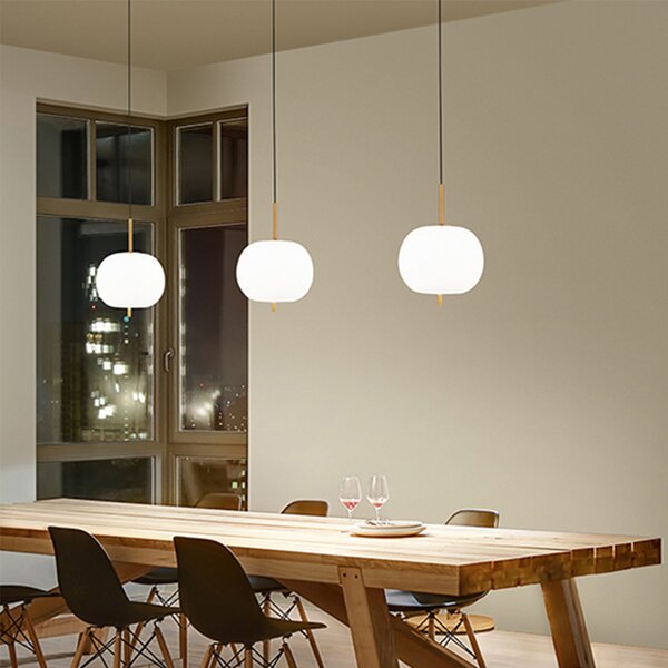 Sospensione Contemporanea Cirro Metallo Oro Vetro Bianco Led 18W 3000K