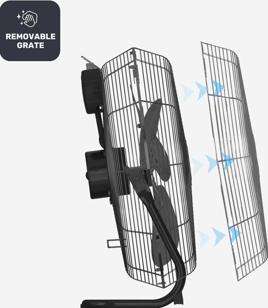 Black & Decker Ventilatore Box Fan da Pavimento 3 Pale Potenza 120 Watt con Base Oscillante colore Nero e Silver - BXEFF122E