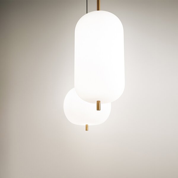 Sospensione Contemporanea Cirro Metallo Oro Vetro Bianco Led 18W 3000K
