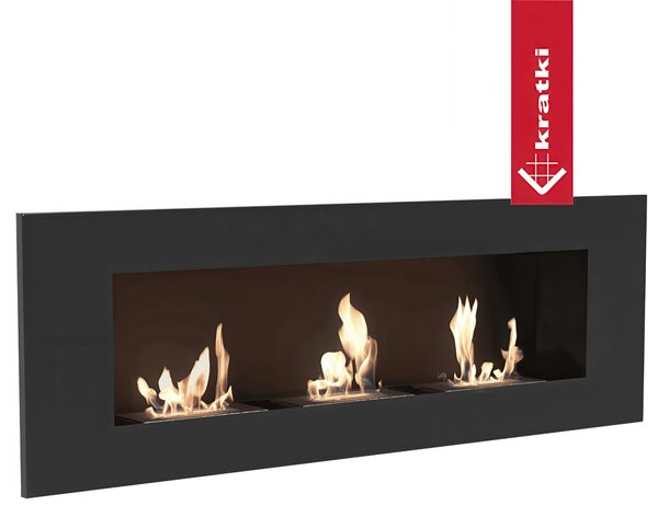 Biocamino AD iNCASSO Dotato di tre bruciatori con fiamma regolabile in altezza DELTA 3 Dimensioni 120x14,2x h40 cm - peso 17 kg Superficie riscaldata fino a 30mt2