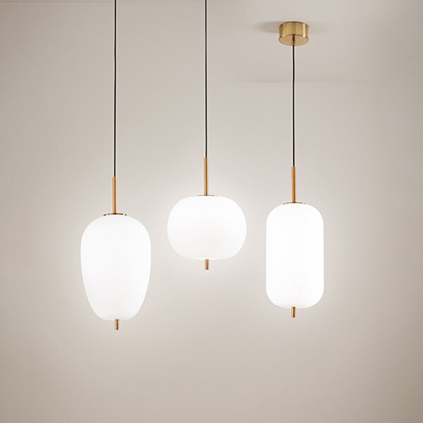 Sospensione Contemporanea Cirro Metallo Oro Vetro Bianco Led 18W 3000K