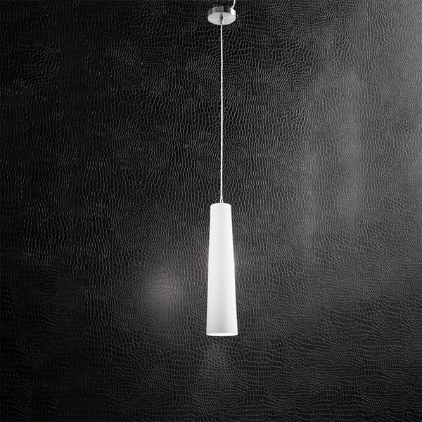 Sospensione Contemporanea Canna Vetro Bianco 1 Luce E27 60W