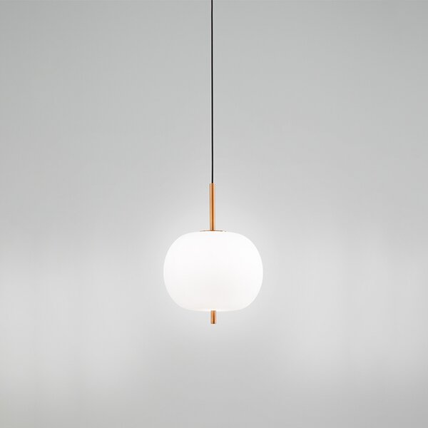 Sospensione Contemporanea Cirro Metallo Oro Vetro Bianco Led 18W 3000K