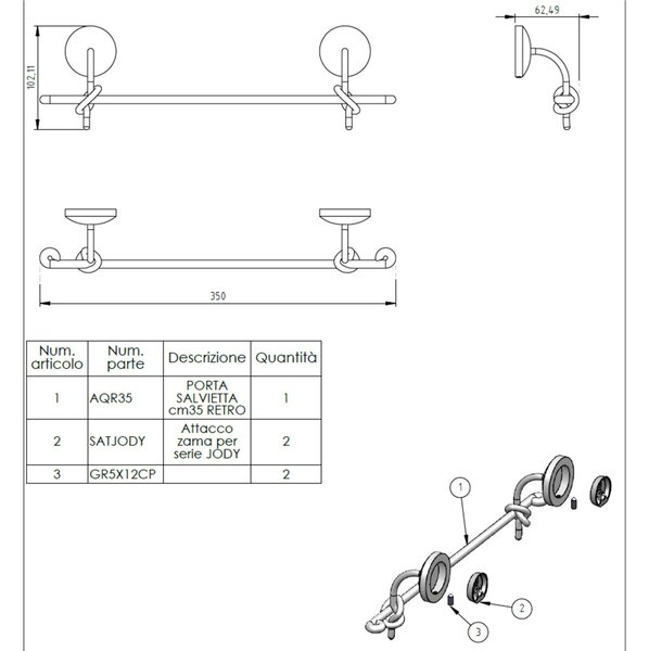 Porta Salviette da BIDET 32,5 Cromato Collezione RETRO' Dimensione 32,5x7x h 9 cm uno stile vintage FINITURA CROMO