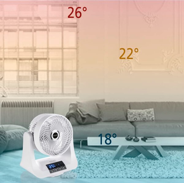 MACOM Ventilatore Box Fan da Pavimento con Telecomando e Timer Diametro 24 cm Oscillante 3 Velocit colore Bianco - 993 Tornado