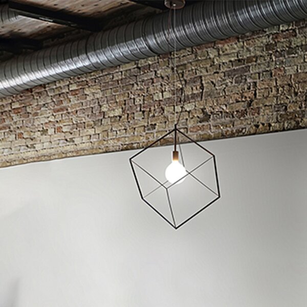 Sospensione Contemporanea Cube Metallo Nero 1 Luce E27