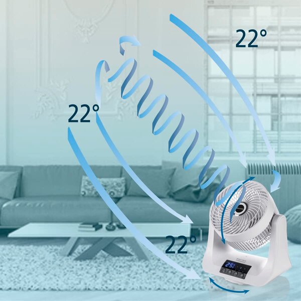 MACOM Ventilatore Box Fan da Pavimento con Telecomando e Timer Diametro 24 cm Oscillante 3 Velocit colore Bianco - 993 Tornado