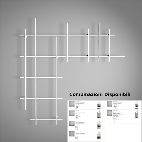Libreria da parete per Libri, DVD in Tubolare di Acciaio Verniciato LIBRA 185x15x h187 cm composizione pronta in acciaio verniciato