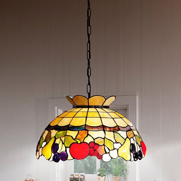 Lampadario Stile Tiffany Vetro Multicolor 3 Luci E27